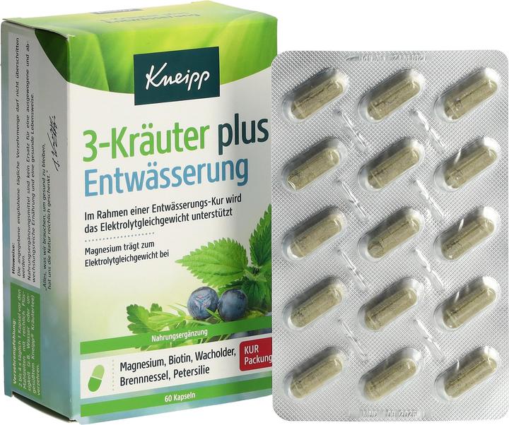 Actual product image 3-Herbs Drainage plus Capsules, 60 Capsules (60 Piece, Capsules)