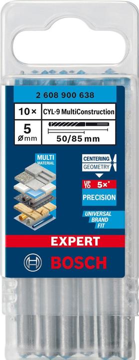 Produktbild Bosch Professional Zubehör EXPERT CYL-9 MultiConstruction Bohrer 5 x 50 x 85 mm, 10-teilig (5 Millimeter)