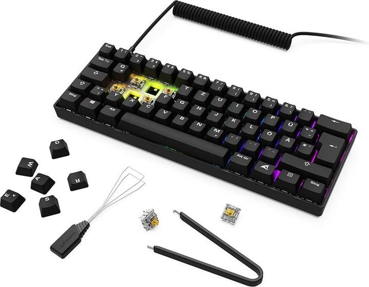 Actual product image Sharkoon SGK50 S4 Gen2 PBT bk Gateron GPRO yellow DE (DE, Cable)