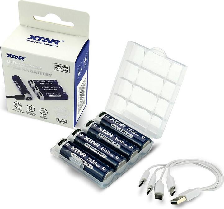 Actual product image Xtar 4x R6/AA 1,5V Li-Ion 2450mAh USB-C BOX (4 pcs., AA, 2450 mAh)
