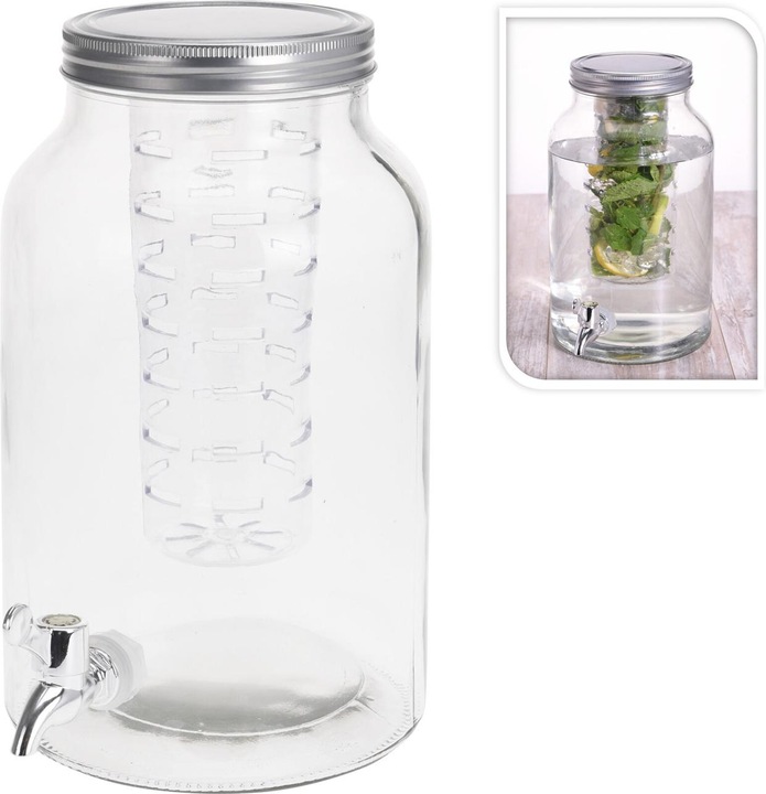 Produktbild Excellent Houseware Getränkespender aus Glas mit Einsatz und Zapfhahn, 4 Liter, 2er Set