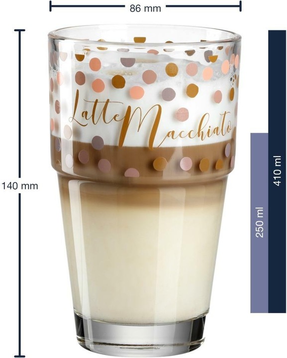 Produktbild Leonardo Latte Macchiato-Glas Solo Herz 410 ml, 6 Stück, Transparent (410 ml, 6 x)