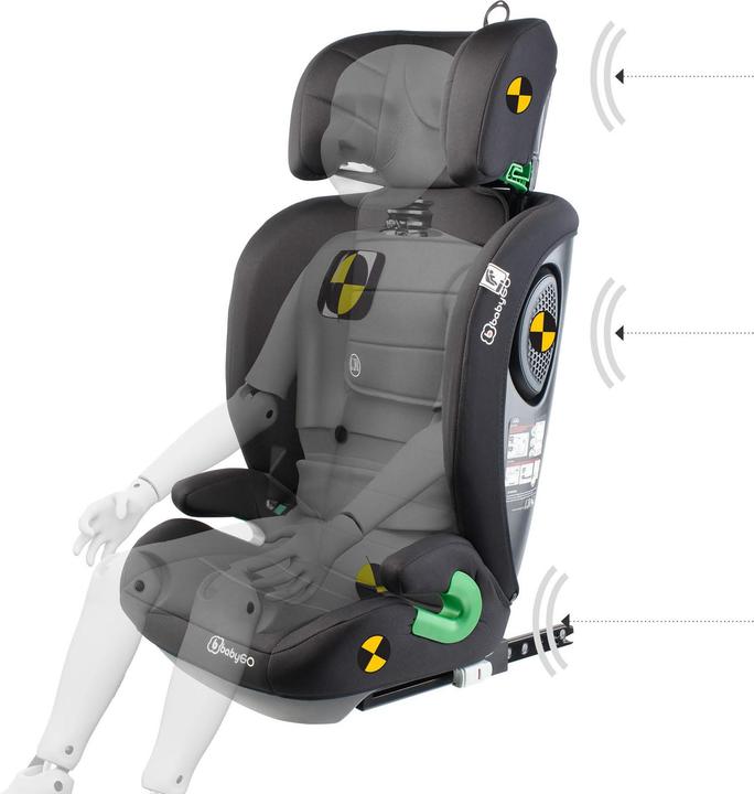 Produktbild BabyGo Safechild 2, grau (Kindersitzerhöhung, ECE R129/i-Size Norm)