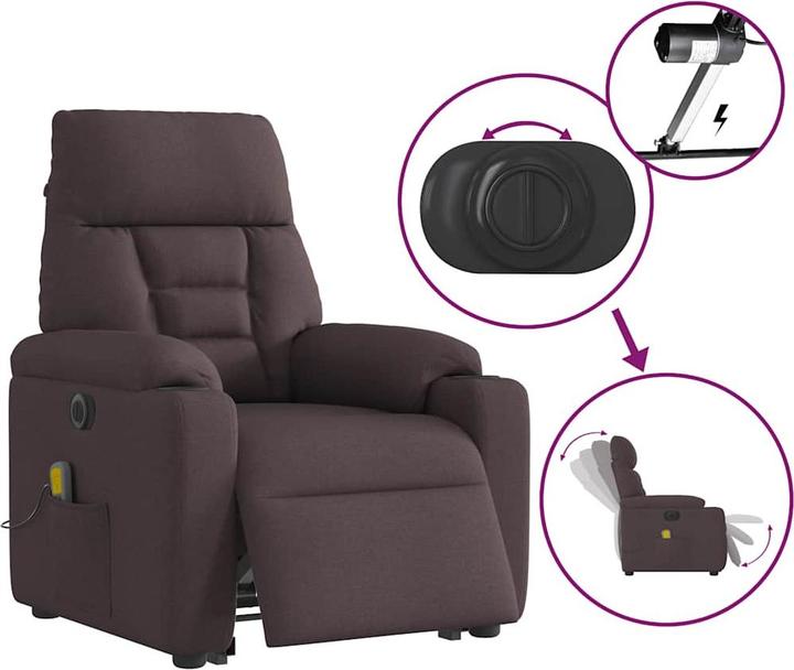 Produktbild VidaXL Elektrischer Massagesessel mit Aufstehhilfe Dunkelbraun Stoff