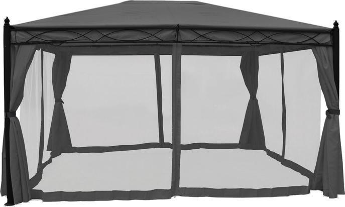 Immagine prodotto Swisshandel24 Pergola grigia 4x3m, padiglione da giardino, struttura stabile da 7cm con parete laterale +