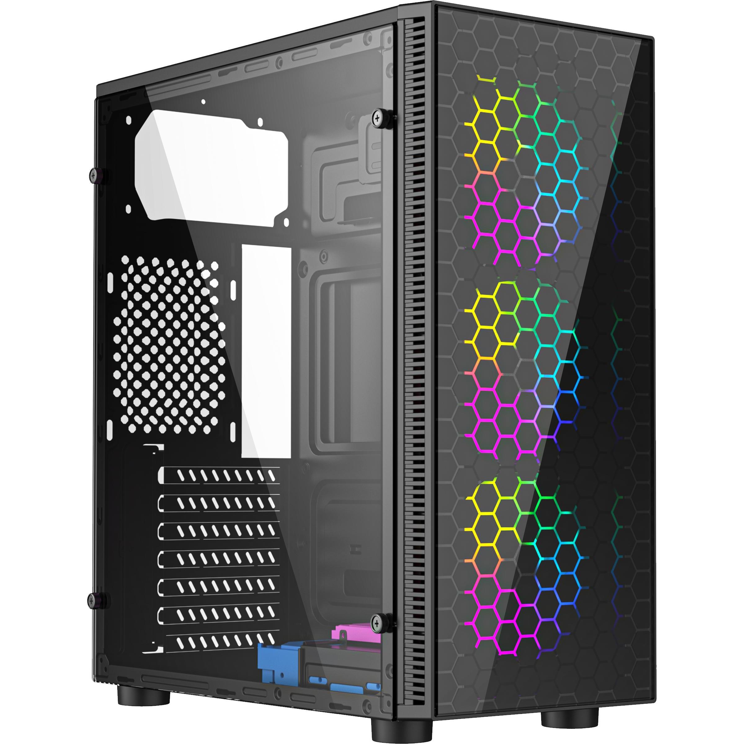 Gembird Gaming ARGB case Fornax 500 bl (ATX, mATX, Mini-ITX), PC Gehäuse, Schwarz