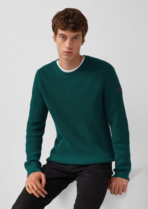 Image du produit s.Oliver Strickpullover Strukturierter Baumwoll-Pullover mit Label-Patch (3XL)
