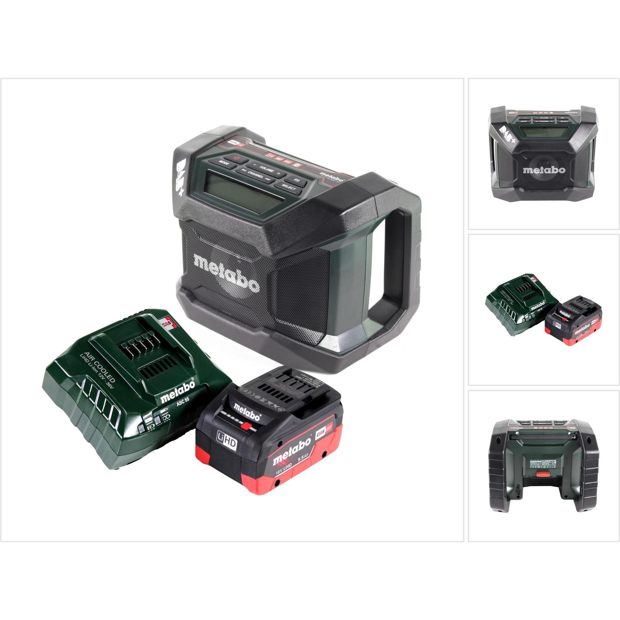 Metabo R 12-18 DAB+ BT Batteria radio da cantiere 12-18 V DAB+ Bluetooth + 1x batteria 5,5 Ah + caricatore (AM, DAB, FM, Bluetooth), Radio