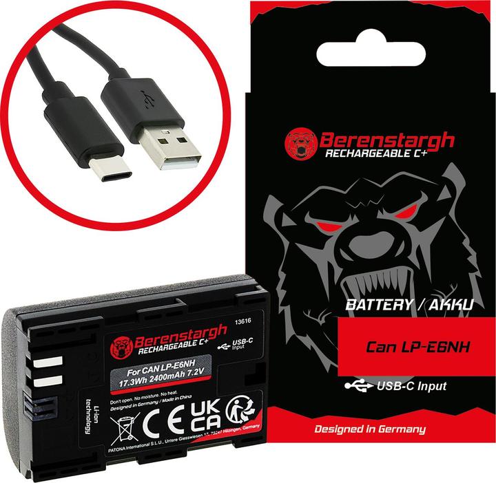 Produktbild Berenstargh Akku Canon LP-E6NH 2400mAh USB-C Input (Kamera Akku)