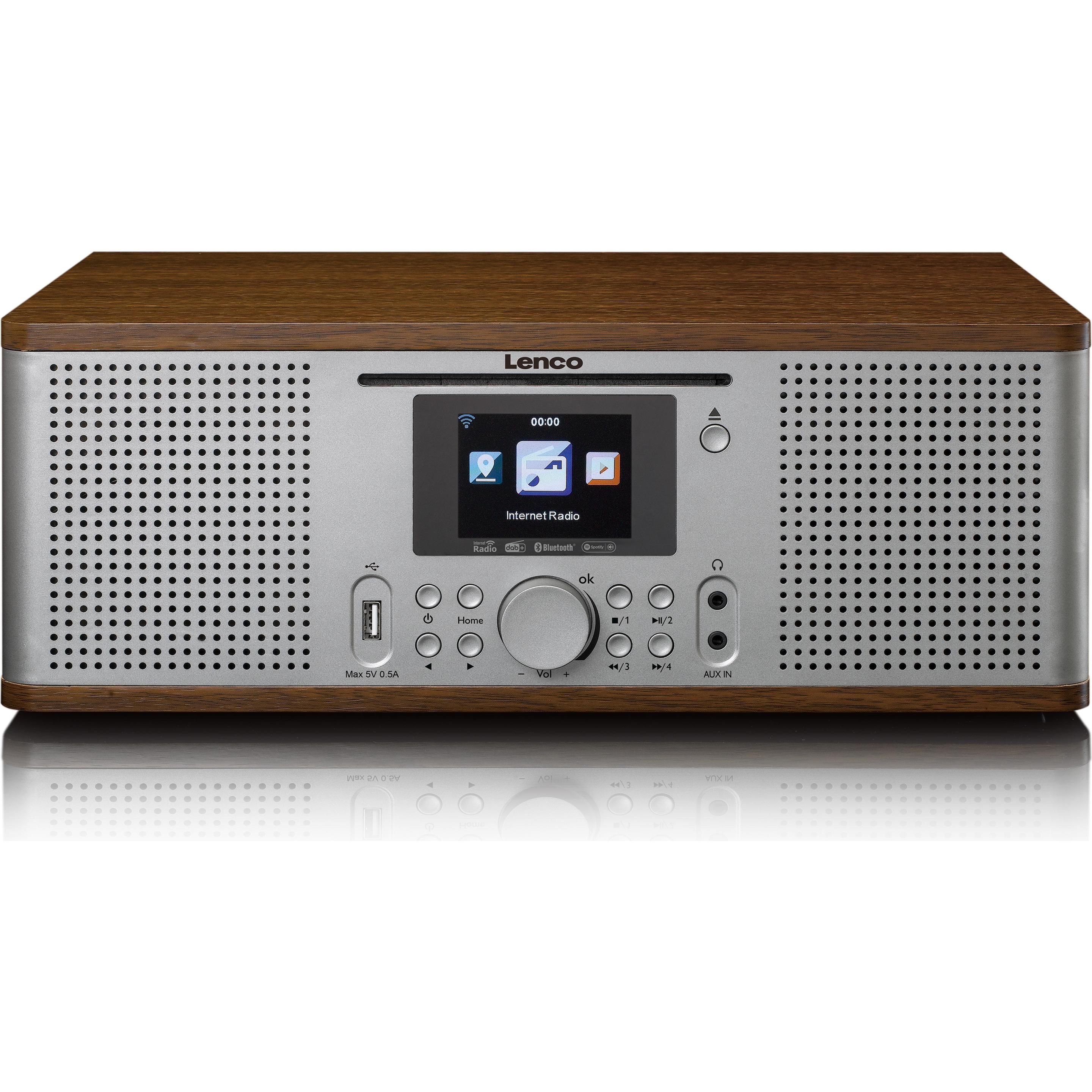 Lenco DIR-270 (FM, DAB+, Internetradio, Bluetooth), Radio, Silber, Braun