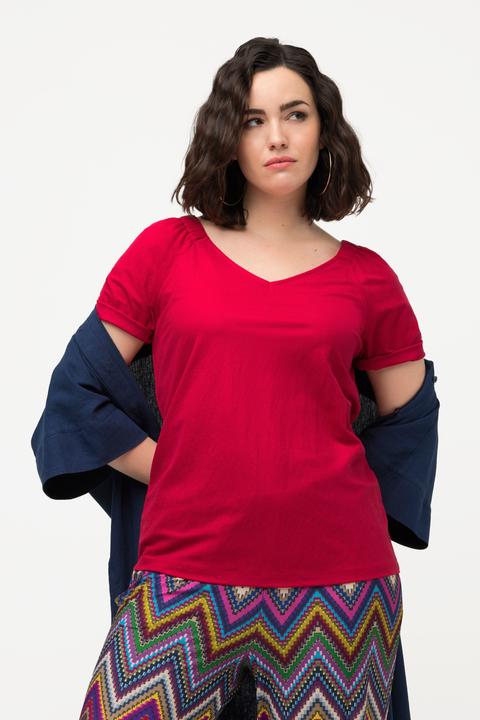 Produktbild Ulla Popken Shirtbluse, Kräuselungen, V-Ausschnitt, Halbarm (50, 52)