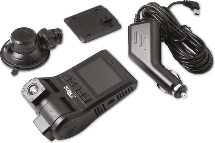 Produktbild Technaxx FullHD Dual Dashcam "TX-185" (GPS-Empfänger, Eingebaute Anzeige, Eingebautes Display, Eingebautes Mikrofon, Akku, Nachtsicht, Beschleunigungssensor, WLAN, Full HD)