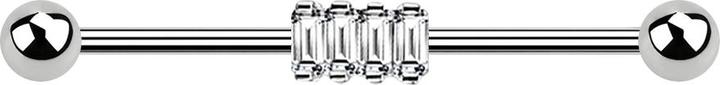 Produktbild Star Piercing Barbell silber mit vier quadratischen Kristallen (Messing, Chirurgenstahl 316L)