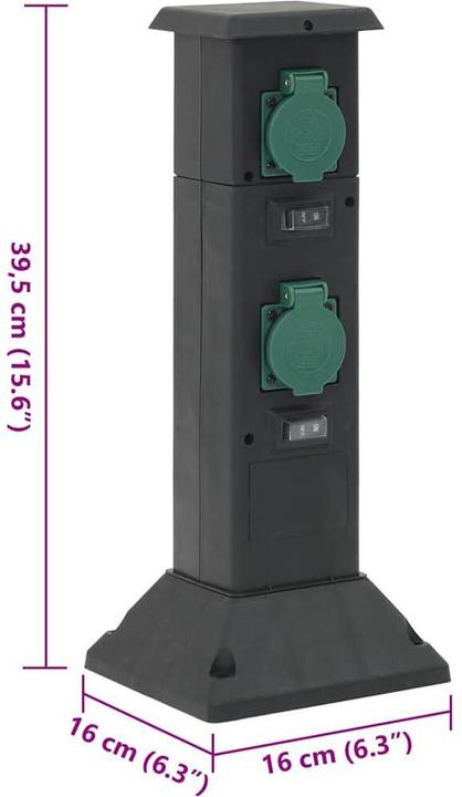 Produktbild vidaXL Aussensteckdose 4-fach