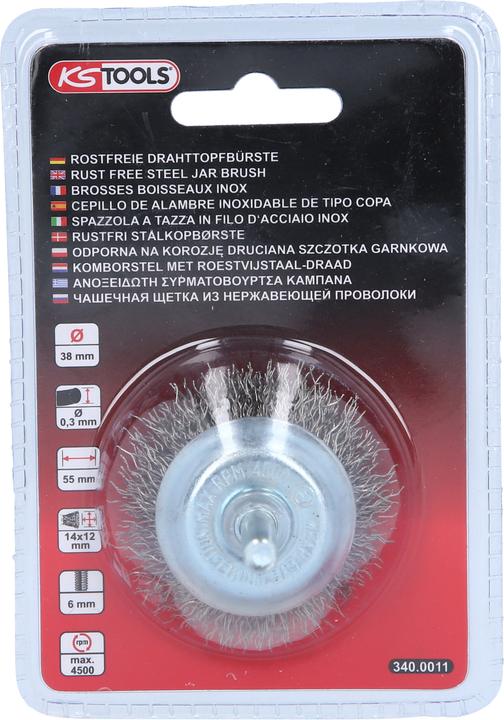Produktbild KS Tools Rostfreie Drahttopfbürste 0,3mm, Ø 38mm