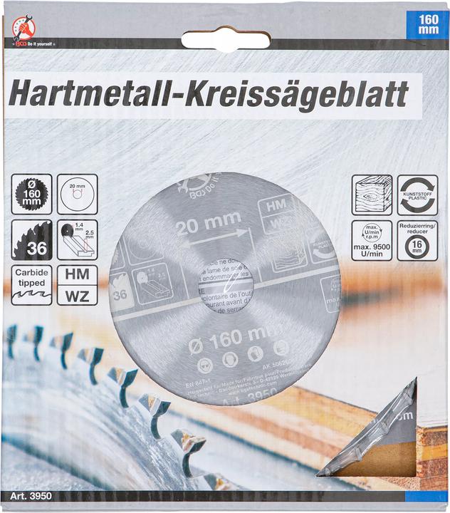 Produktbild BGS Hartmetall-Kreissägeblatt Ø 160 x 20 x 2,4 mm 36 Zähne