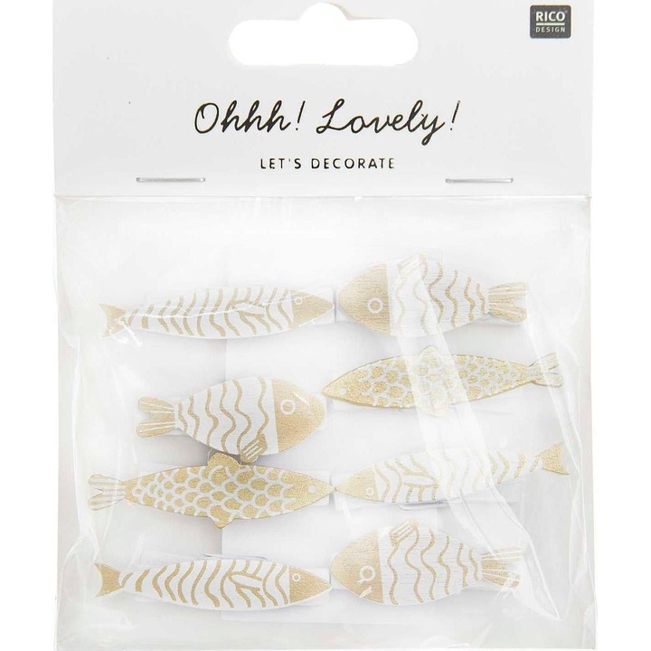 Actual product image Rico Design Decorative clip fish 8 pieces, gold/white