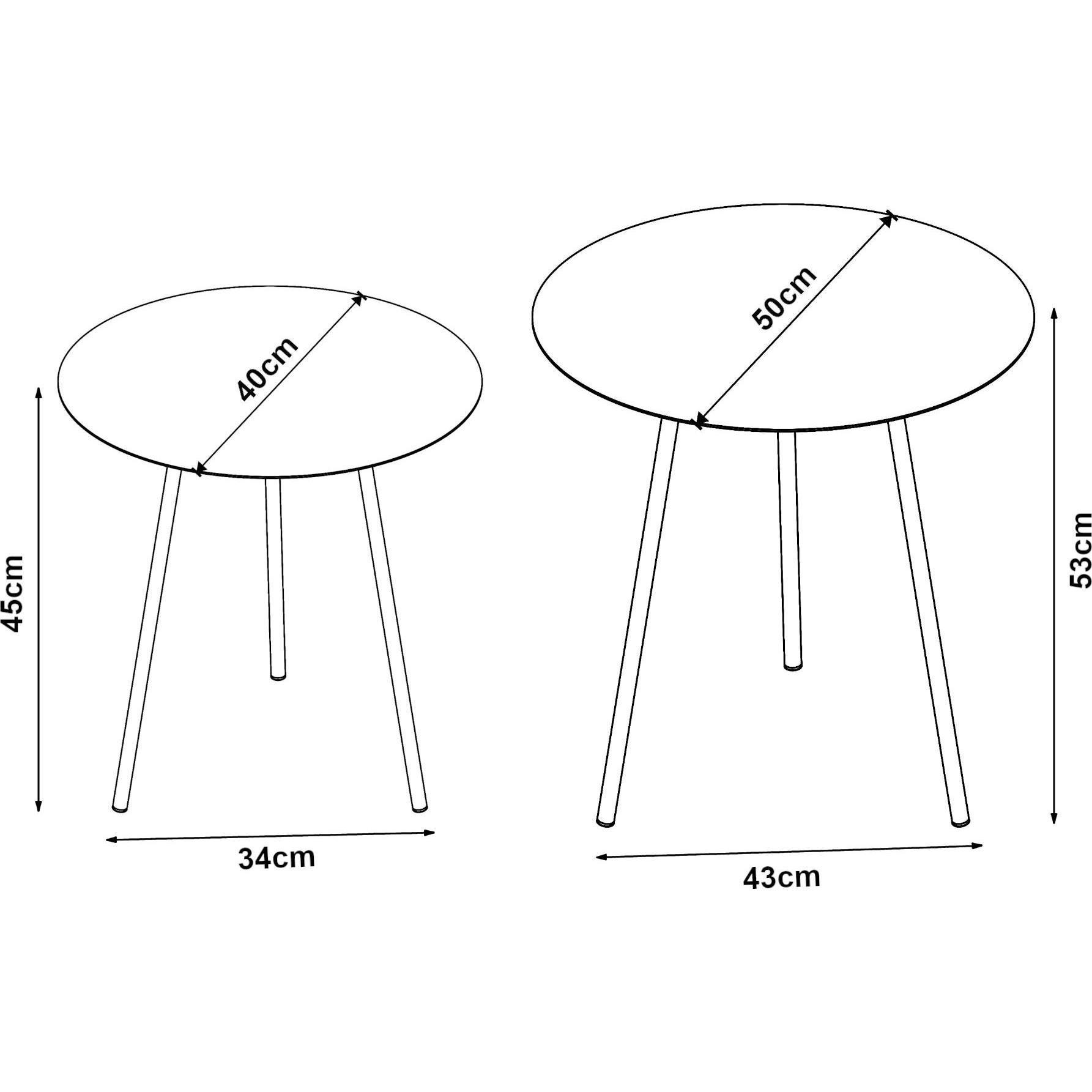 Thumbnail - En.Casa, Couchtisch + Beistelltisch, Sula (45 x 40 cm, 53 x 50 cm)