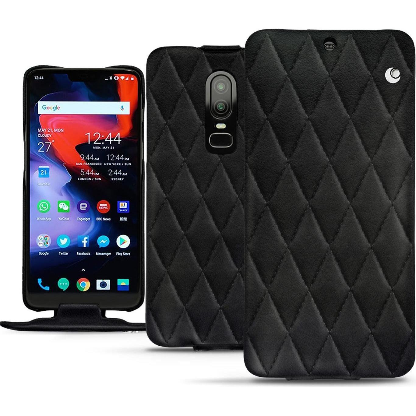 Noreve Lederschutzhülle vertikal (OnePlus 6), Smartphone Hülle, Schwarz
