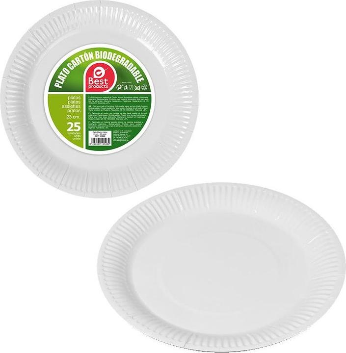 Best Products Green Packung mit 25 weissen Papptellern (25x)