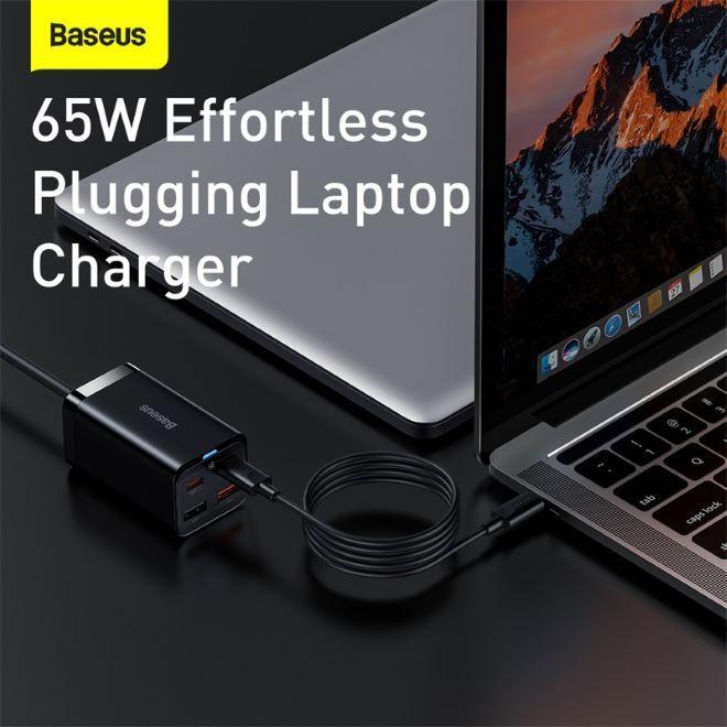 Productafbeelding Baseus GaN3 Pro Desktop Snellader 2C+2U 65W EU Zwart(Inclusief Xiaobai serie snellader... (65 W, 4 ports)