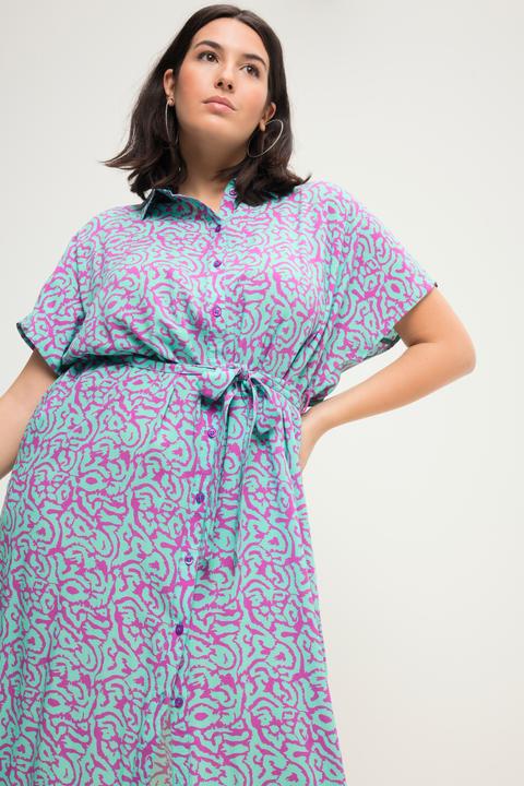 Produktbild Studio Untold Hemdblusen-Midikleid, oversized, zweifarbiger Print, Bindegürtel (50, 52)