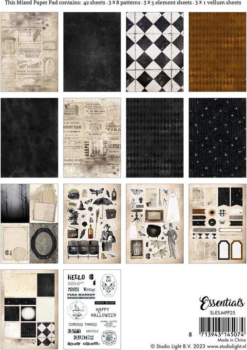 Actual product image art by marlene Mixed Paper Pad "All Vintage Hallows" 42 Sheets Essentials (A5)