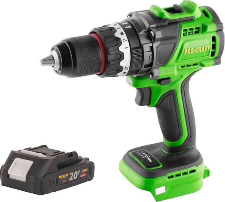 Produktbild Procraft PA18ProBL-BB Akku Schlagbohrschrauber 20 V 180 Nm Brushless + 1x Akku 2,0 Ah - ohne (Schlagbohrschrauber)