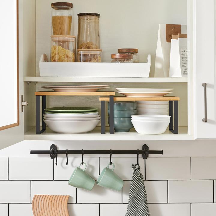 Actual product image Songmics Cupboard organiser shelf set of 2 (17 x 19.5 x 15.5 cm, 17 x 18.5 x 14 cm)
