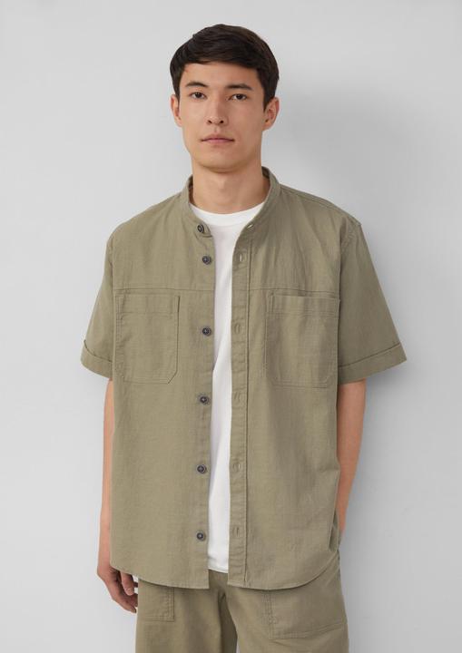 Produktbild S.Oliver Hemd Relaxed Fit: Kurzarmhemd mit Stehkragen aus Leinenmix (M)