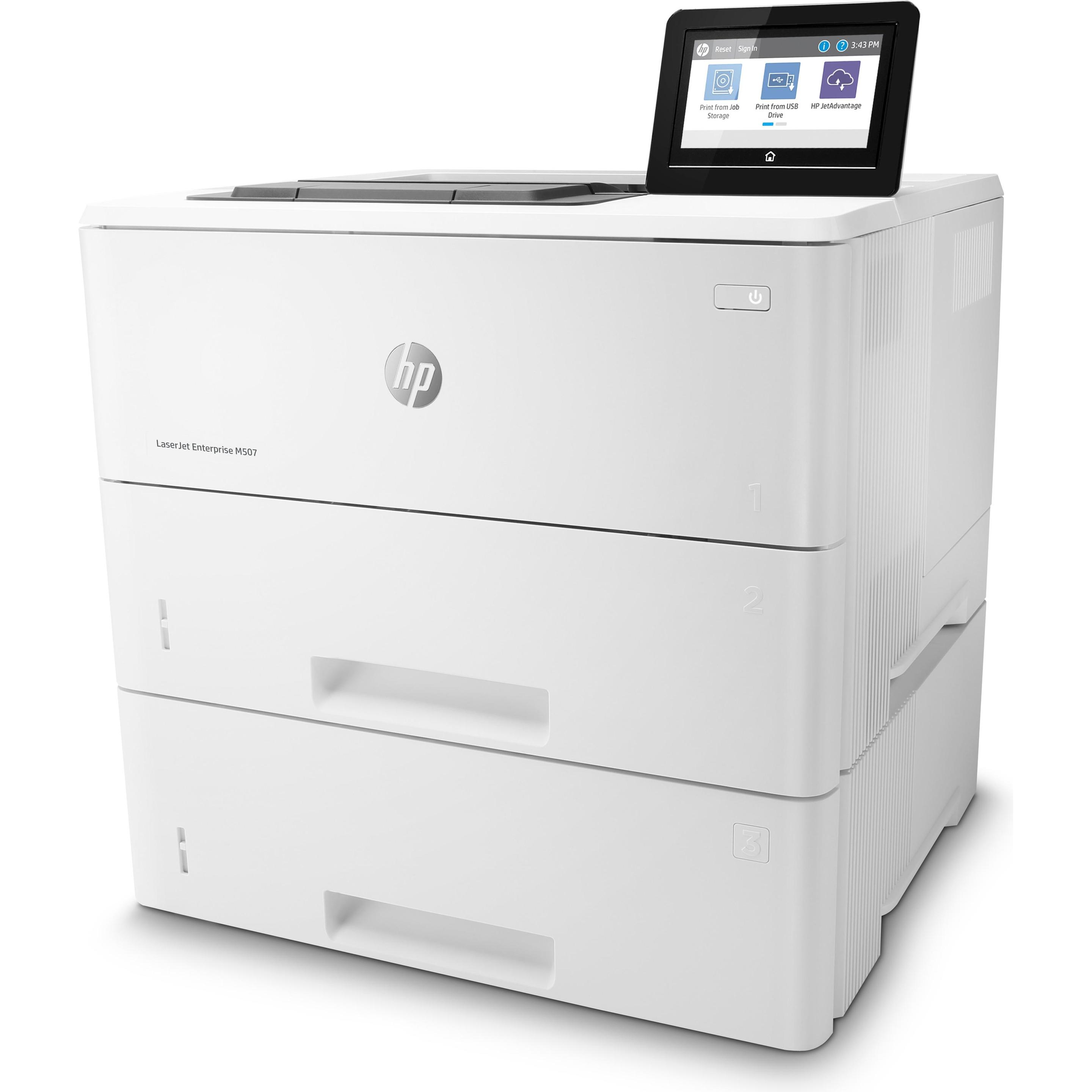 HP M507x LaserJet Enterprise (Laser, Schwarz-Weiss), Drucker, Weiss