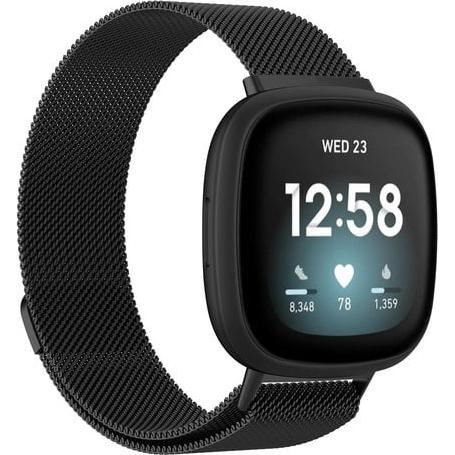 Strap-it Armband (Versa 3), Uhrenarmband, Schwarz