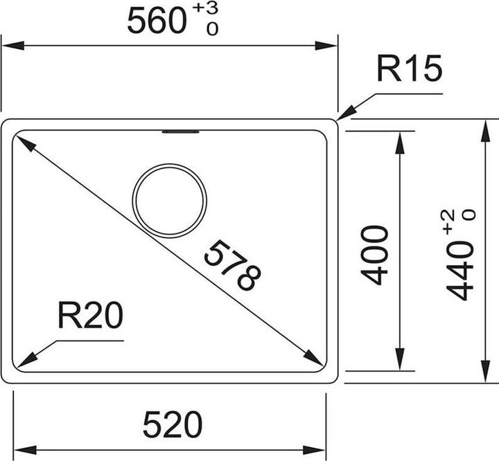 Actual product image Franke 125.0683.101 (Fitted sink, 43.30 cm, 55.30 cm)
