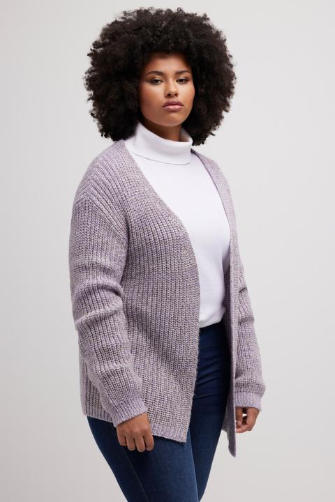 Image du produit Ulla Popken Cardigan, effet métallisé, oversize, maille côtelée (46, 48)