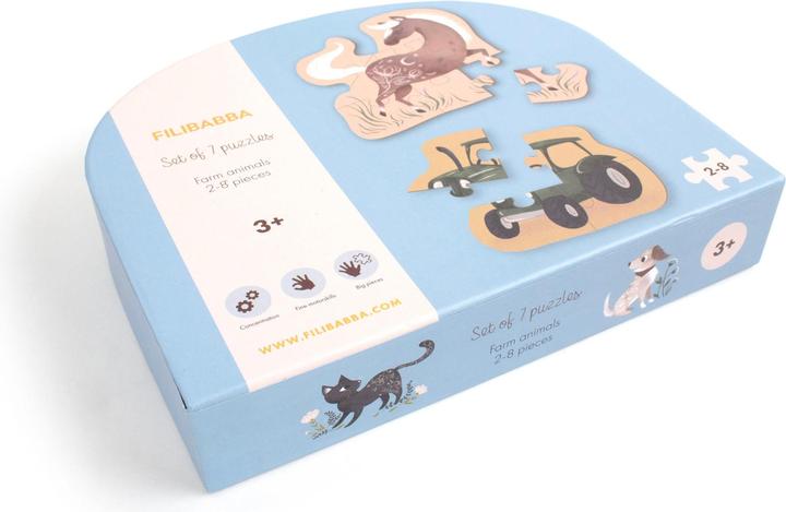 Produktbild Filibabba Set mit 7 Puzzles - Bauernhoftiere (8 Teile)