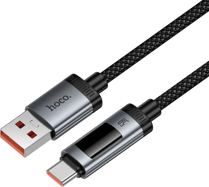 Actual product image Hoco Cable Data Cable with digital display USB A to USB C PD 6A 100W 1,2 m U148 black (1.20 m, 100 W)