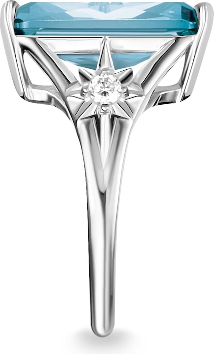 Produktbild Thomas Sabo Ring Stein Blau gross mit Stern (50, 925 Silber)