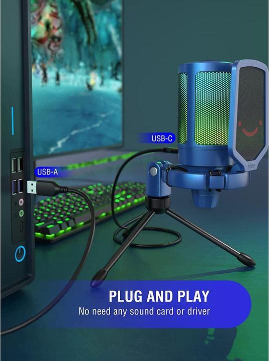 Immagine prodotto Fifine A6V USB RGB Gaming Mic blu