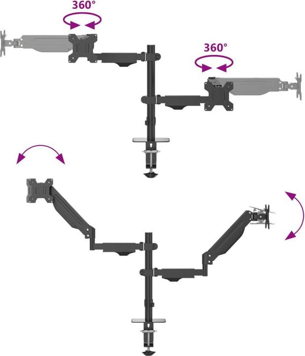 Image du produit VidaXL Bras pour écran double pour Max 27 pouces VESA 75/100 mm 20 kg (27")