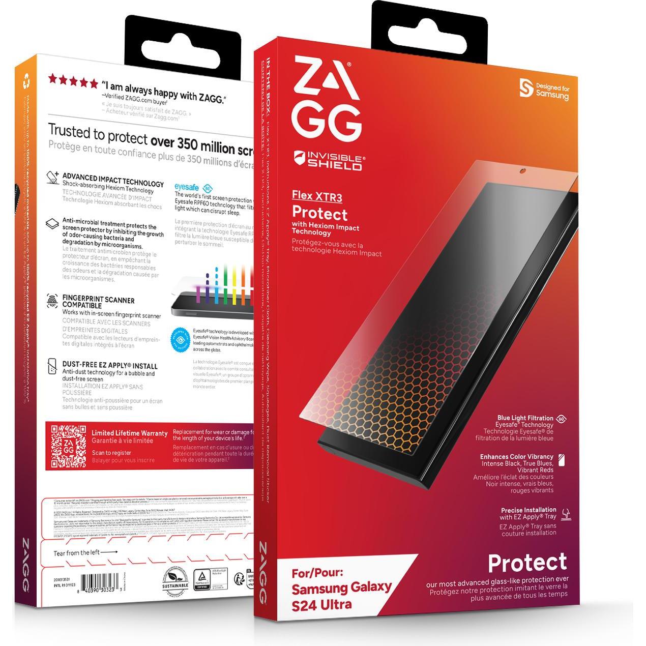 Zagg Flex XTR3 (1 Stück, Samsung Galaxy S21), Smartphone Schutzfolie, Transparent