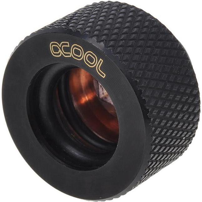 Alphacool HT 13mm HardTube Anschraubt??lle G1/4 - ger??ndelt - Deep Black, Wasserkühlung Anschluss, Schwarz