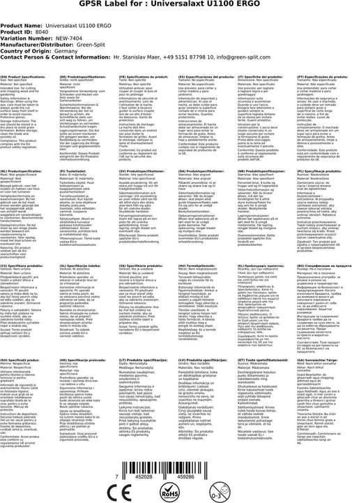 Actual product image Green Split Universal axe U1100 ERGO