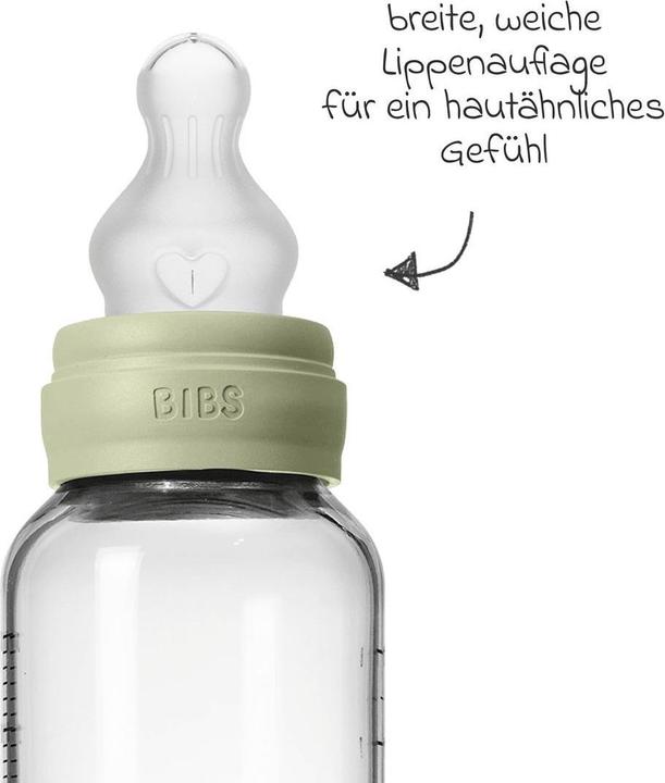 Actual product image Bibs Babyflaschen Glas-Flasche Baby Bottle Round 240 ml + Silikon-Trinksauger (240 ml)