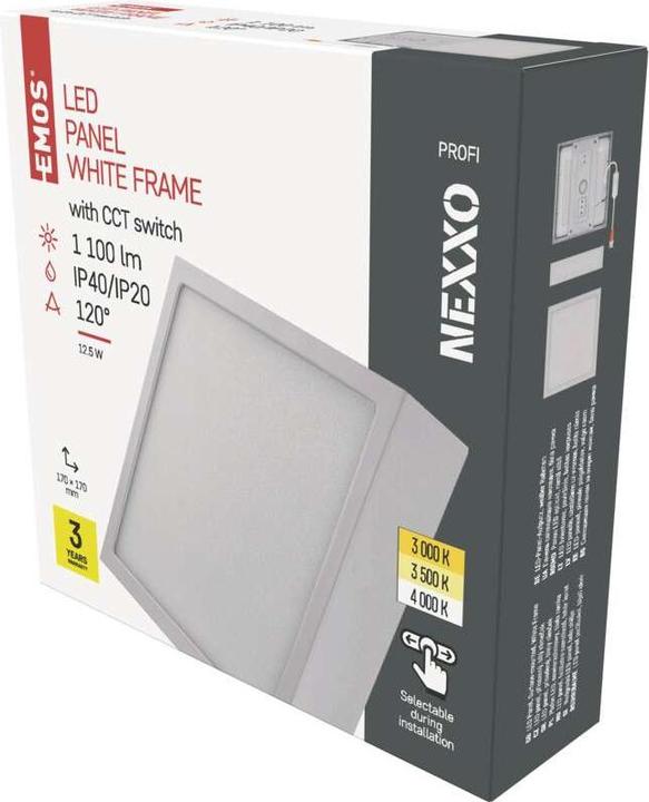 Actual product image Emos Surface-mounted LED light NEXXO, square, white, 12.5W, with CCT change (1100 lm)