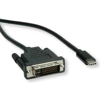 Crestron USB/Video kabel, DP Alt Mode, USB C (M) - DVI (24+1) M, 1 m, okrgy, czarny, plastic bag, EOL (1 m), Cavo video, Nero
