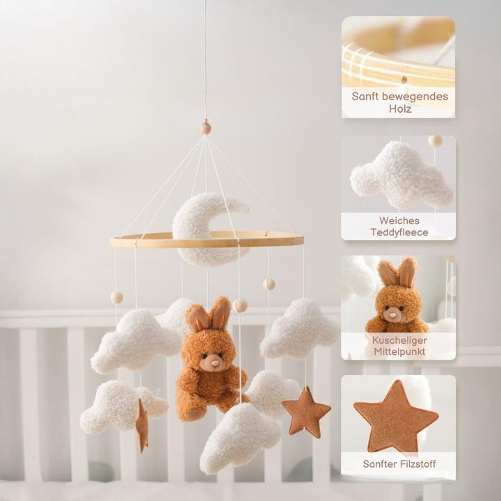 Actual product image Hermex Babymobile Hase Hängemobile Mobile Babyspielzeug Schlafmobile