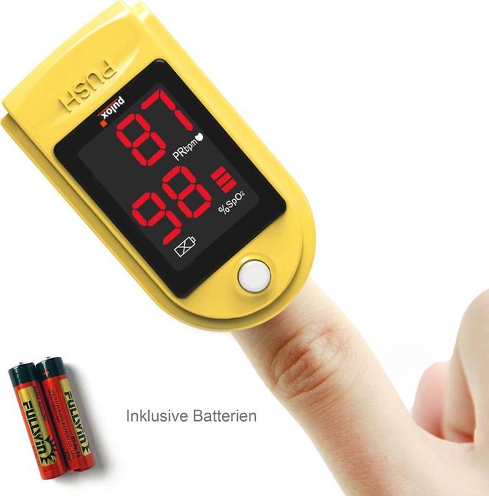Actual product image Pulox Pulse oximeter PO-100 Solo in yellow