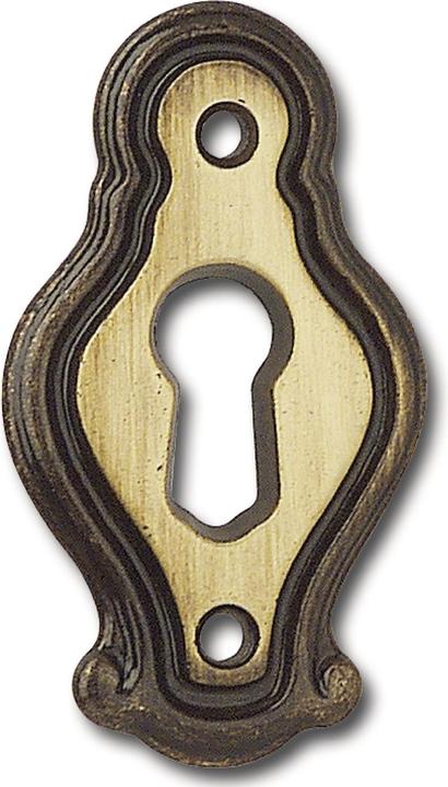 Siro Schlüsselschild Mondial Breite 27 mm, Höhe 46 mm, Messing patiniert