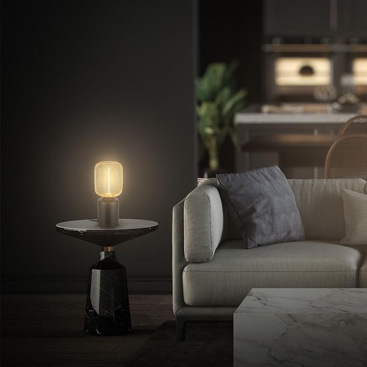 Image du produit Briloner RIST LED Tischleuchte mit Drahtgeflecht - Schwarz, Gold (120 lm, E27)