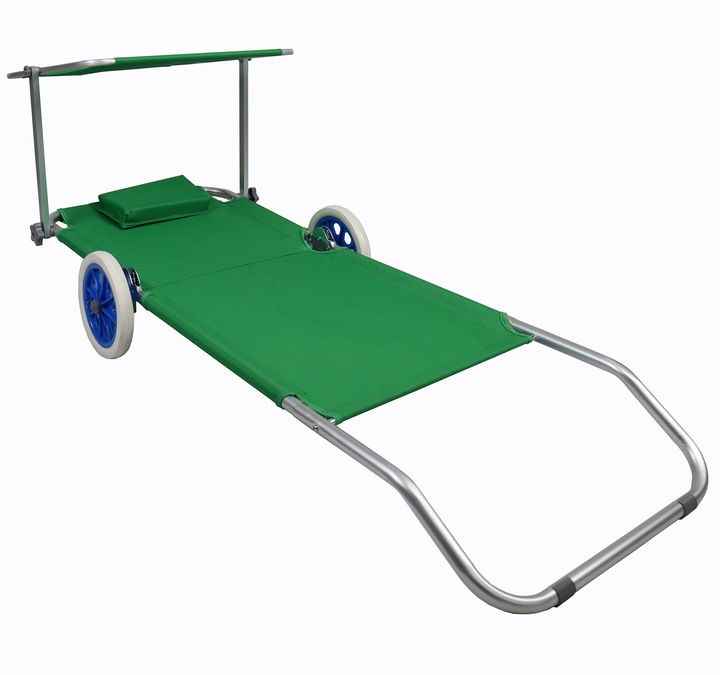 Productafbeelding VCM Ligstoel met wieltjes en zonnekap (165 cm)